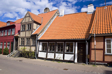 Image of traditional old buildings in Helsingor, Denmark.