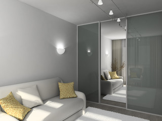 3D render modern interior of living-room