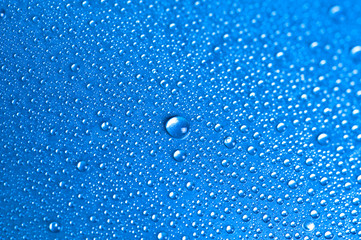 Blue water drops background texture
