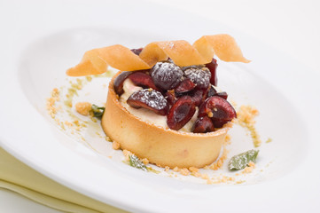 Sweet dessert with cherries.