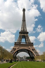 Fototapeta na wymiar The Eiffel Tower seen from Champ-de-Mars