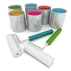 Farbt&ouml;pfe und Farbrollen 2