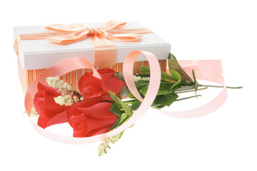 Gift Box and Red Roses