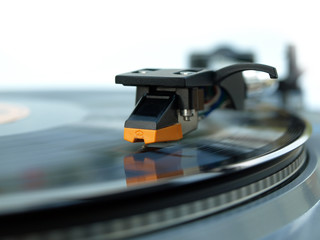 Fototapeta na wymiar Vinyl record player stylus close up detail image