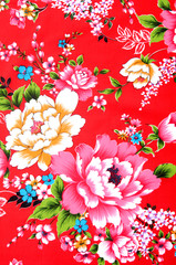 Traditional Chinese fabric sample in red and colors