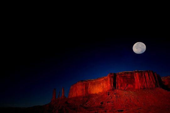 Moonrise over Monument valley
