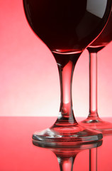 Two glasses of red wine close-up