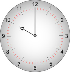 grey clock face with minutes marked off - 10 o'clock 