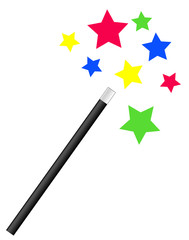 magic or magician's wand with bright stars 