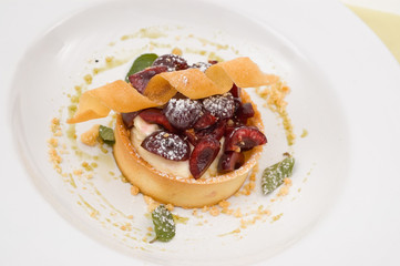 Sweet dessert with cherries