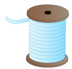 spool of blue thread on wooded spool 