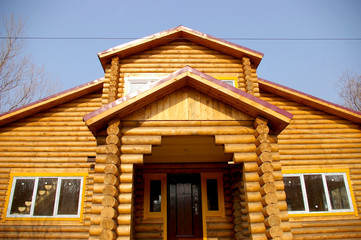 Facade of the building from log