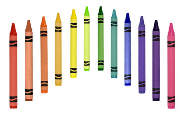 Crayons in a row - obrazy, fototapety, plakaty