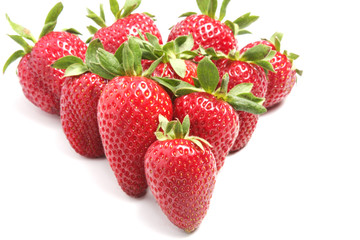 Red strawberries in triangle shape