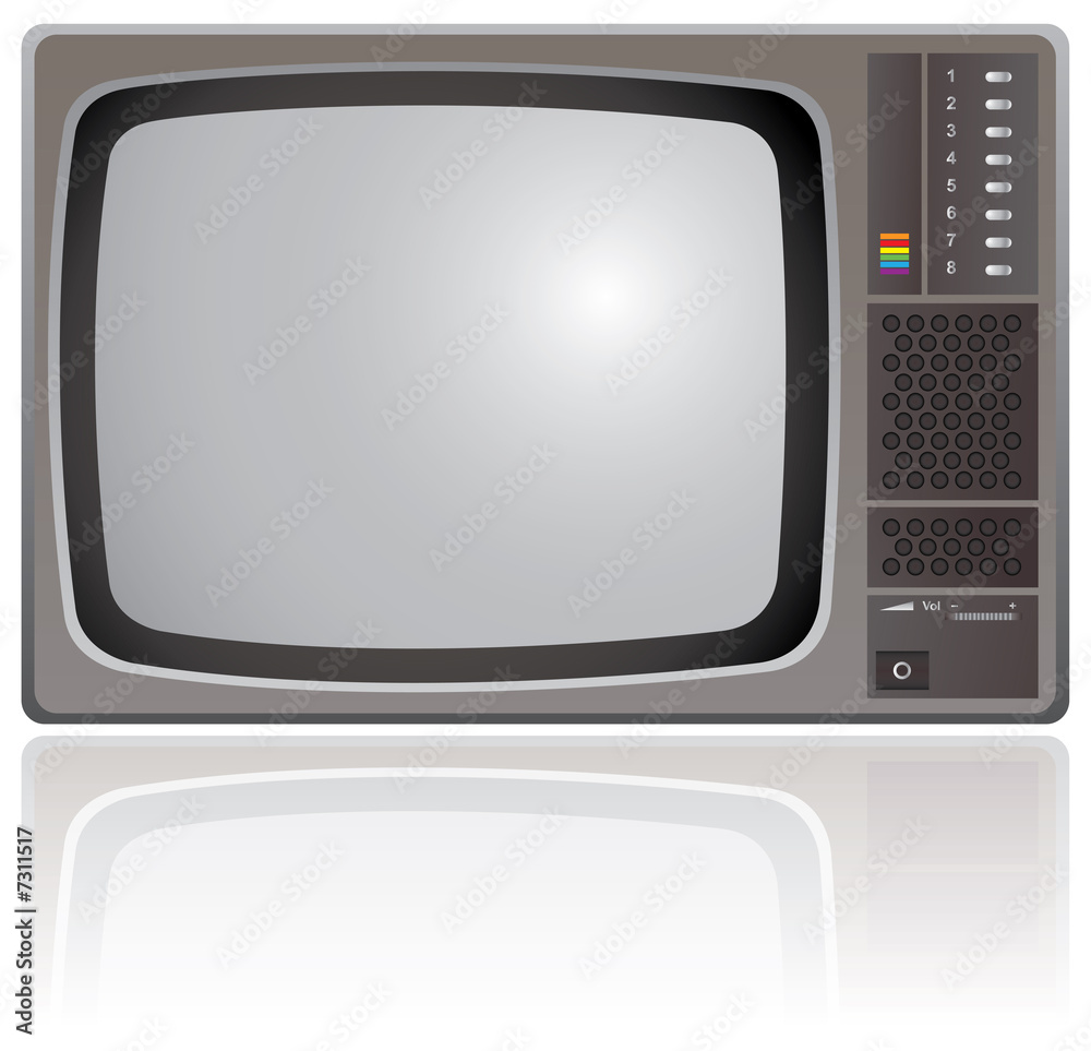 Poster Old Colour Television isolated on a white background