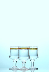 Transparent glass fulfilled water