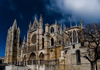 Fototapeta na wymiar Cathedral of Leon w Hiszpanii