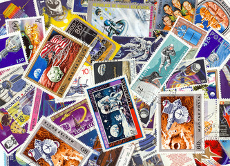 collection of vintage space stamps from different countries