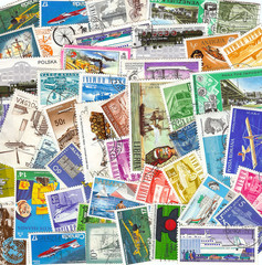 Fototapeta na wymiar Kolekcja starych znaczków transportowych