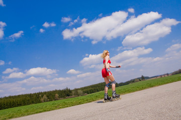 Fototapeta premium young female on roller skates