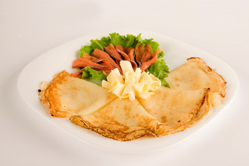 Salad with pancakes, clipping path included