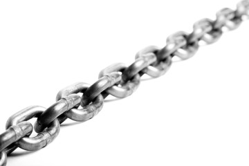 chain industrial closeup isolated on white