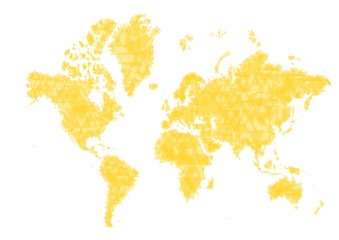 Abstract yellow world map. Made from triangles.