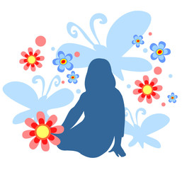 girl and butterflies