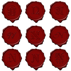 Wax seal alphabet letters - N