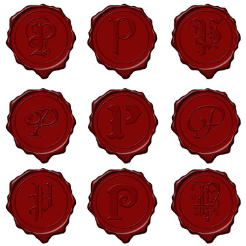 Wax seal alphabet letters - P