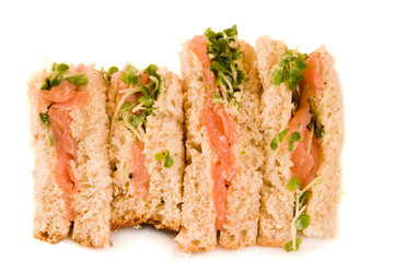 Isolated Smoked Salmon and Cress Sandwiches