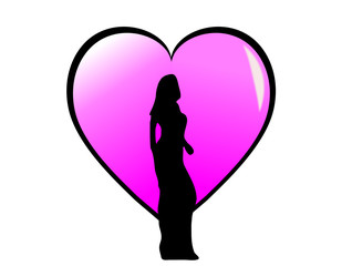 Obraz na płótnie Canvas Pink Valentines Heart and Girl