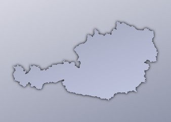 Austria map filled with metallic gradient. Mercator projection.