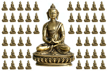 Central Buddha with surrounding miniatures
