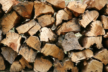 firewood stocked and piled in pattern