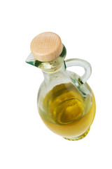 olive oil in glass bottle with cork