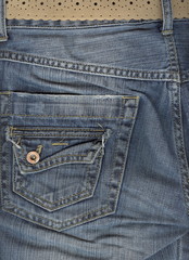 Jeans back pocket.