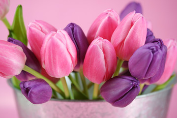 Pail full of tulips