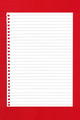 Blank Notepaper on Red