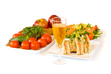 Selection of Salad, Fruit and Sandwiches