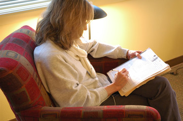 Businesswoman working in her office.