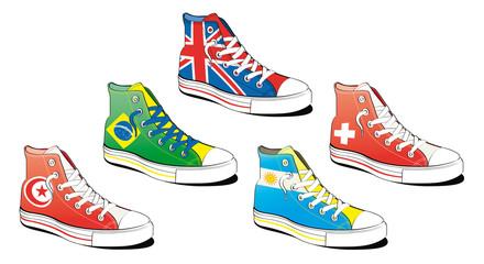 shoes with flag isolated on white background