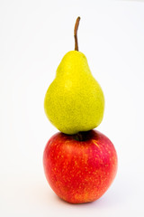apple and pear isolated on white background