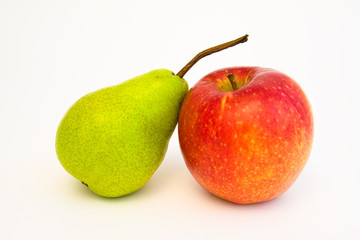 apple and pear isolated on white background