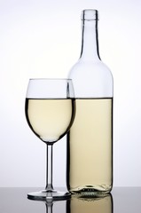 Bottle and glass of white wine