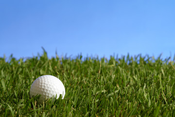 golfball at blue sky