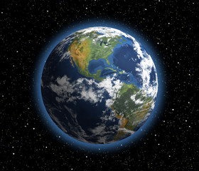 Illustration of planet earth with America in front