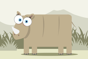 Cartoon Rhino with big eye