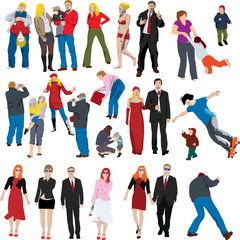 Fototapeta premium Collection of many people coloured vector illustrations