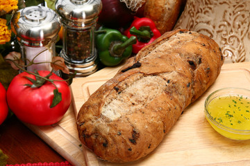 Olive Bread Loaf in Kitchen